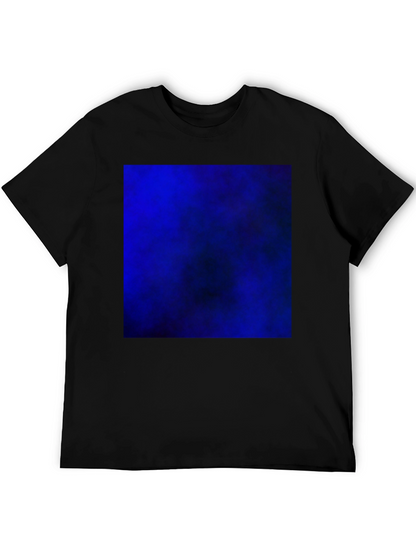 Black T-Shirt with Bold Blue Abstract Design