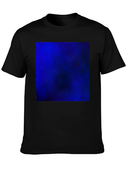 Black T-Shirt with Bold Blue Abstract Design