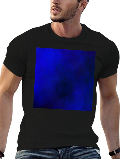 Black T-Shirt with Bold Blue Abstract Design