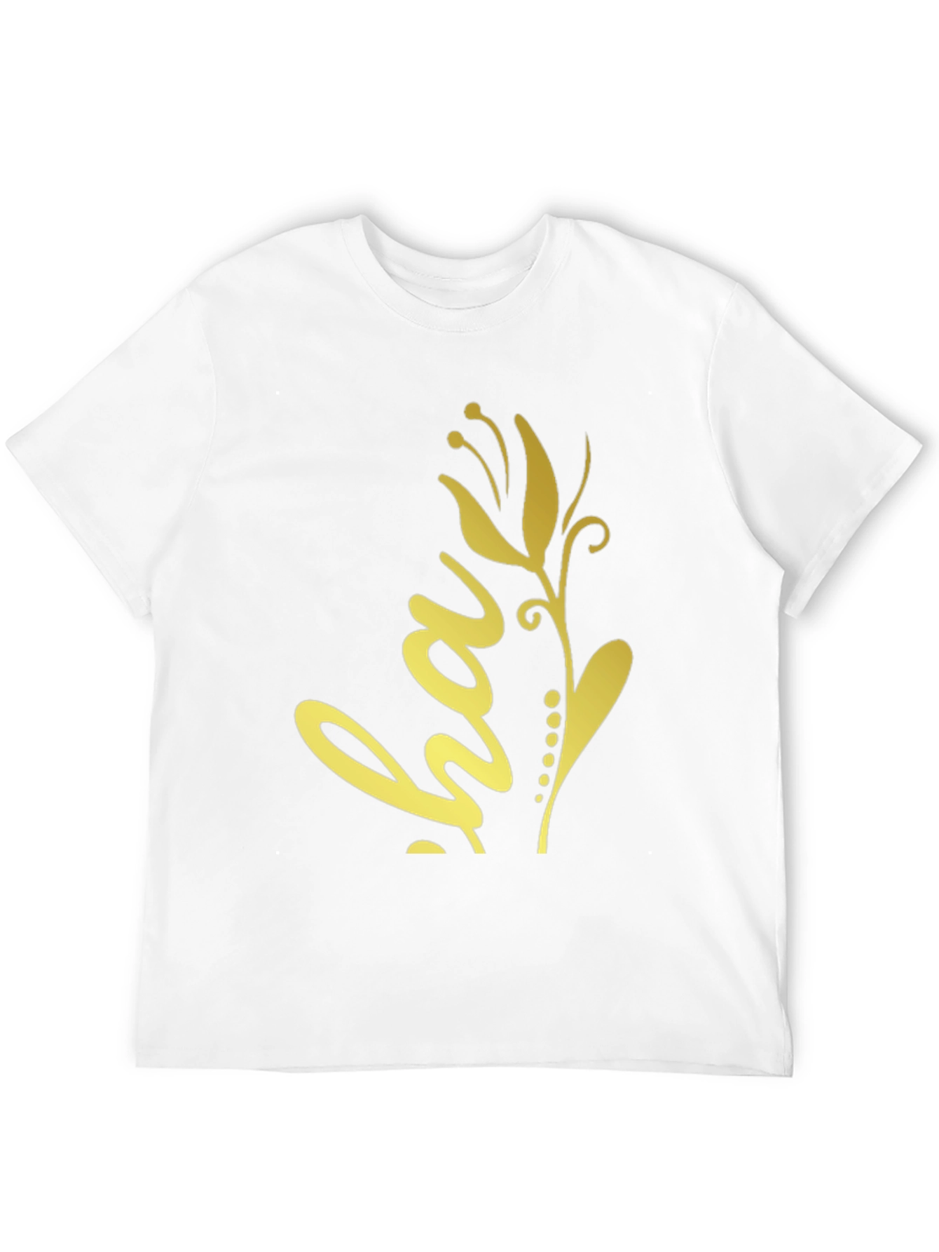 Black T-Shirt with Golden Floral ha Design
