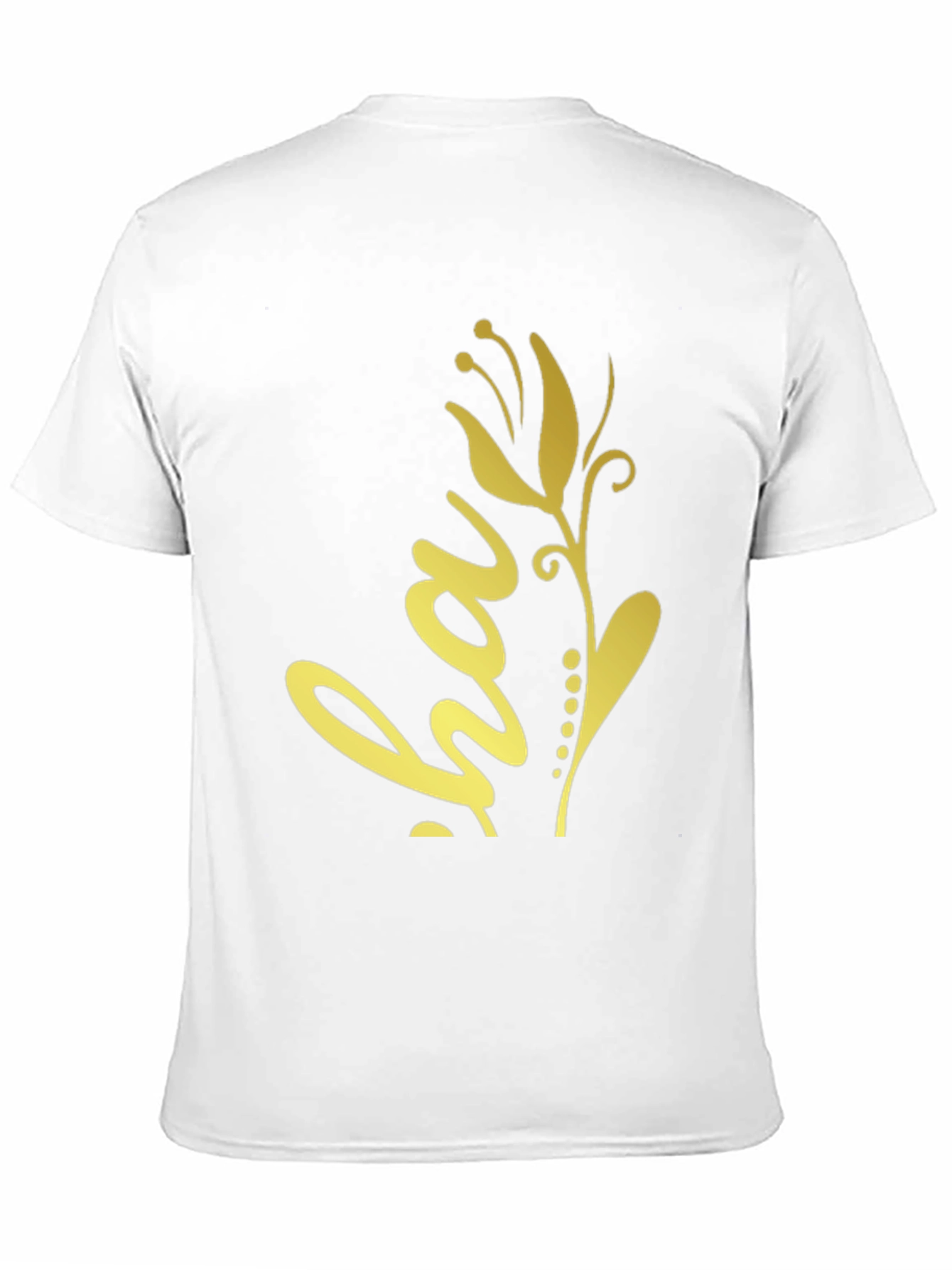 Black T-Shirt with Golden Floral ha Design