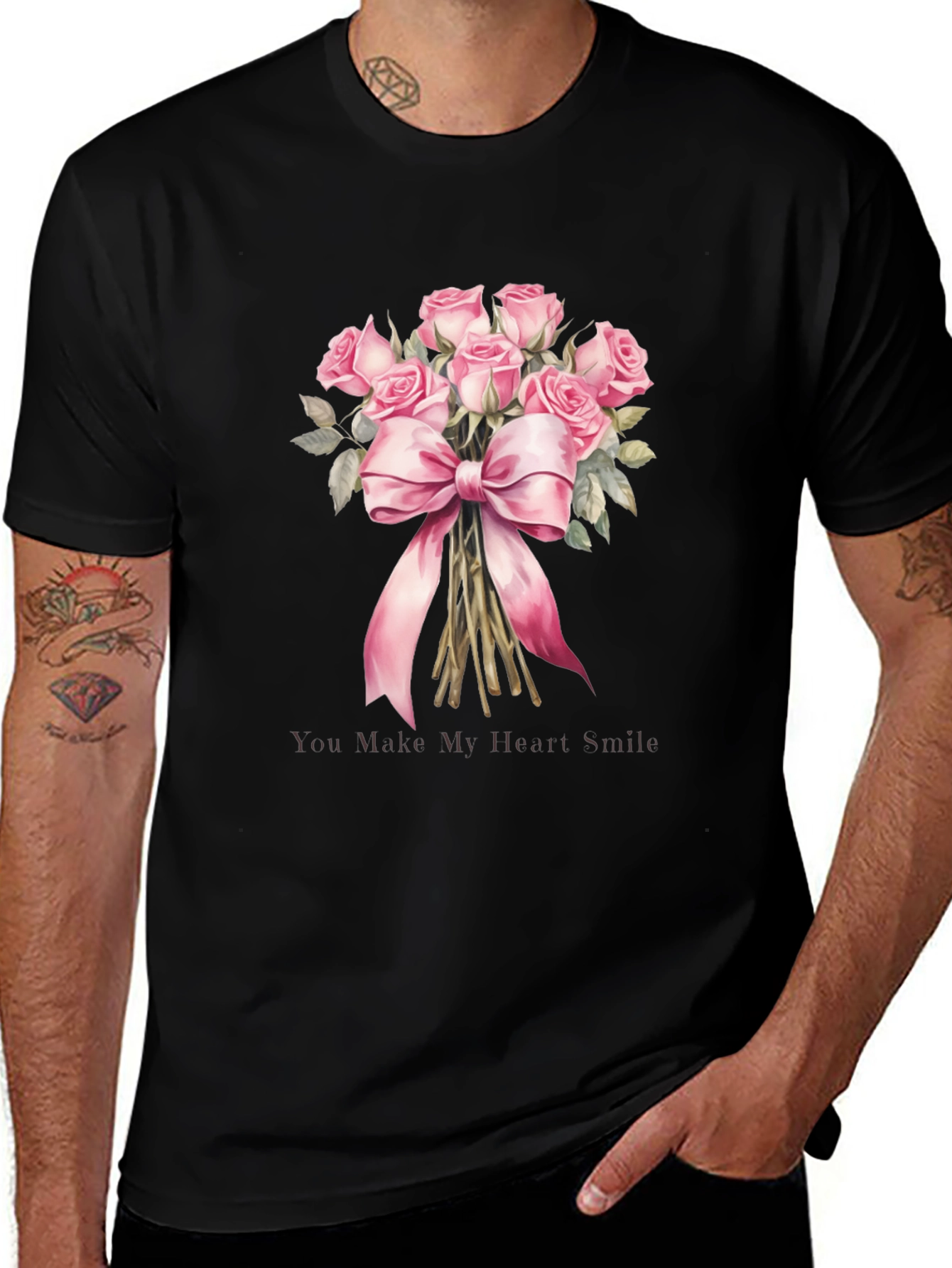 Floral Roses Bouquet Graphic Tee for Him
