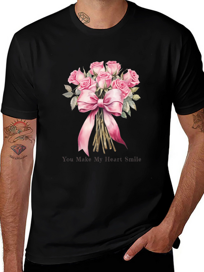 Floral Roses Bouquet Graphic Tee for Him