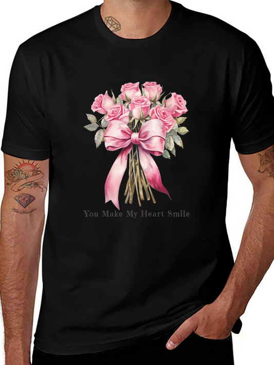 Floral Roses Bouquet Graphic Tee for Him