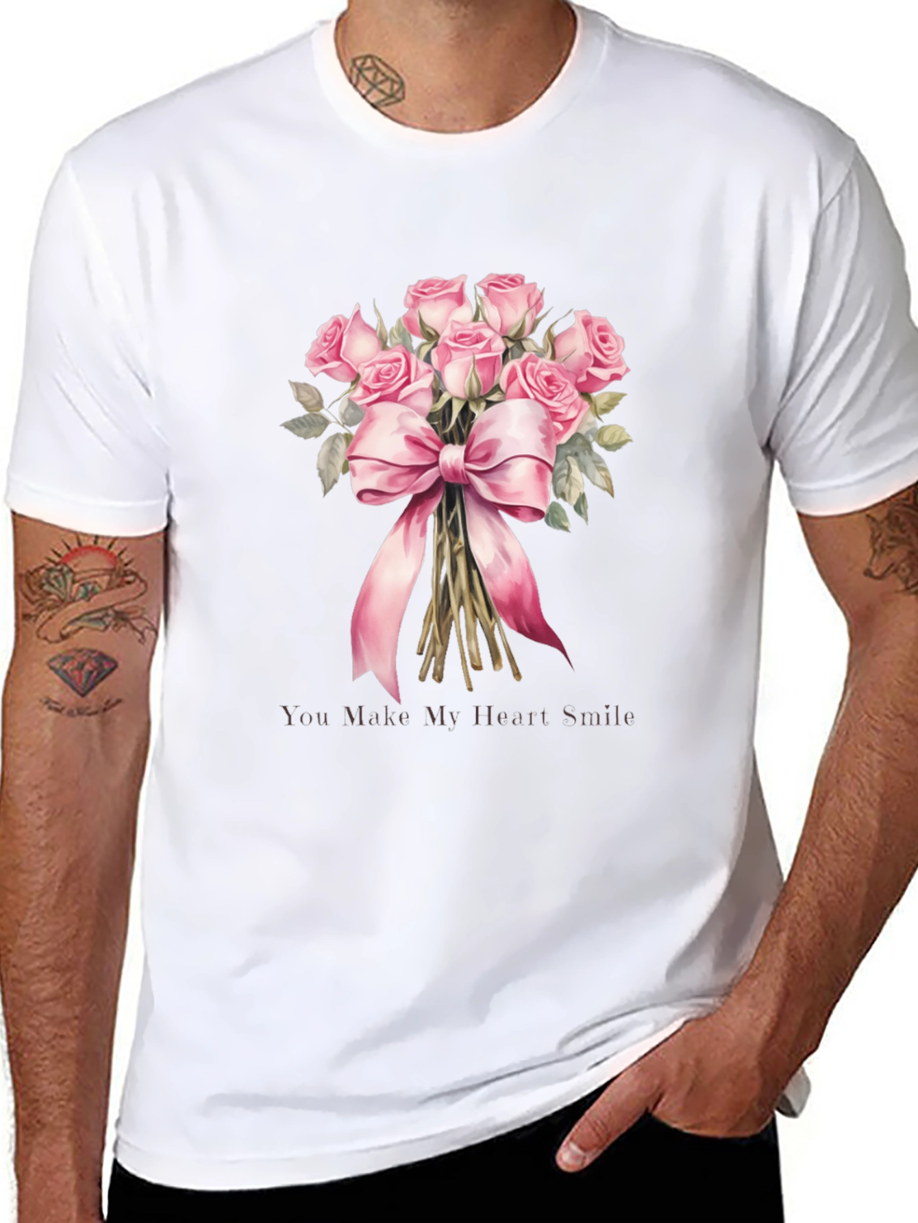 Floral Roses Bouquet Graphic Tee for Him