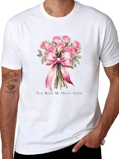 Floral Roses Bouquet Graphic Tee for Him