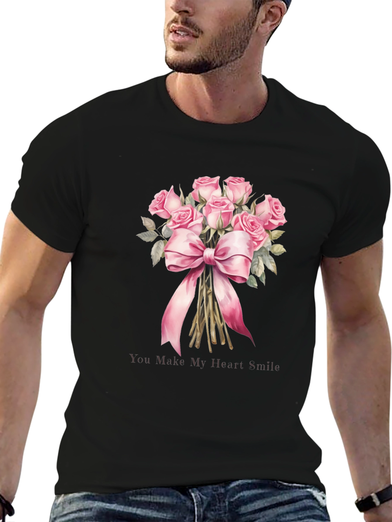 Floral Roses Bouquet Graphic Tee for Him