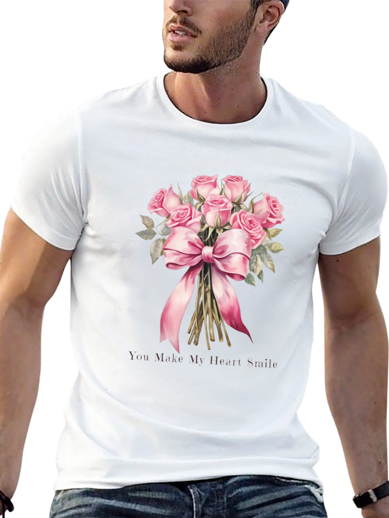 Floral Roses Bouquet Graphic Tee for Him