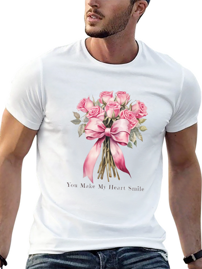 Floral Roses Bouquet Graphic Tee for Him