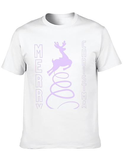 Merry Christmas Reindeer Graphic Tee - Black