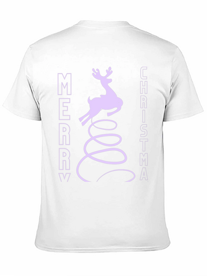 Merry Christmas Reindeer Graphic Tee - Black