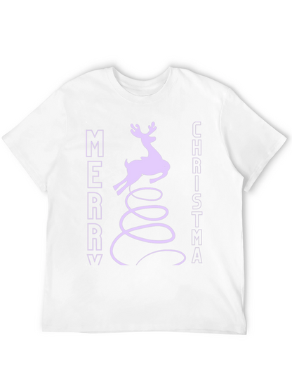 Merry Christmas Reindeer Graphic Tee - Black