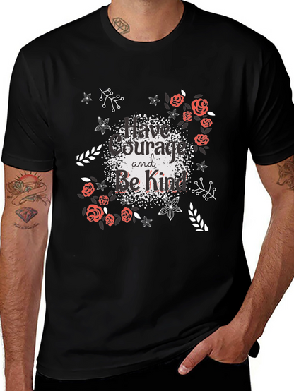 Courage & Kindness Black T-Shirt - Floral Design