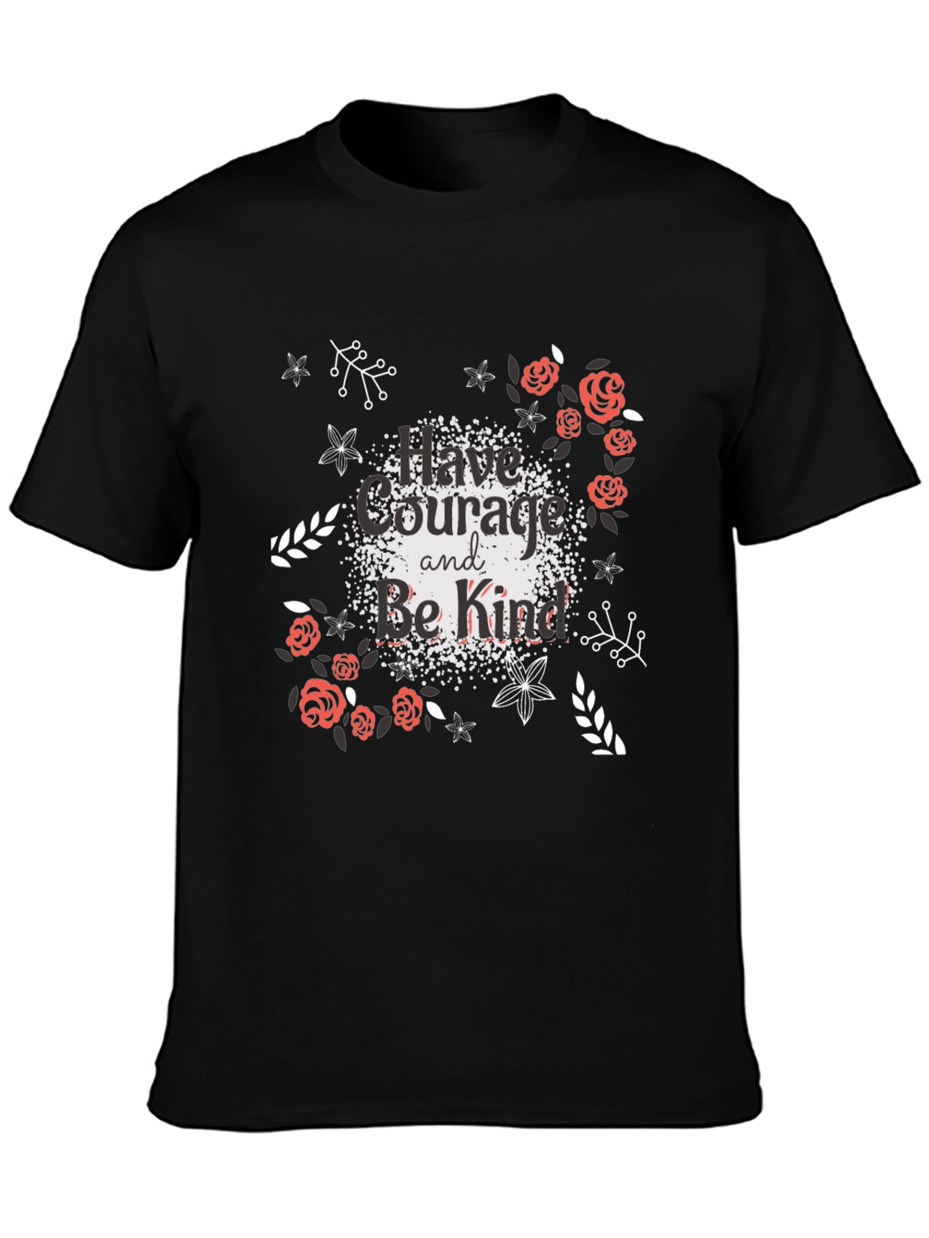 Courage & Kindness Black T-Shirt - Floral Design