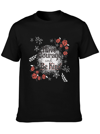 Courage & Kindness Black T-Shirt - Floral Design