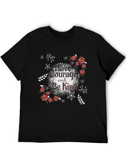 Courage & Kindness Black T-Shirt - Floral Design