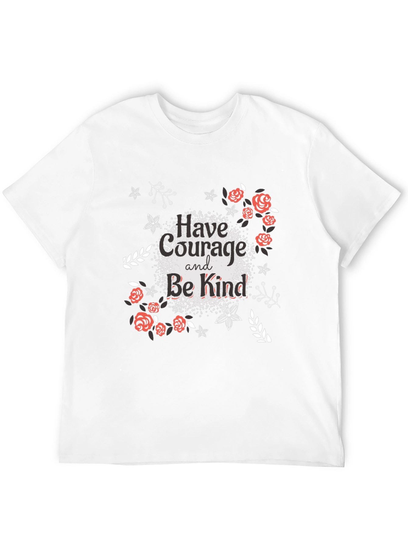 Courage & Kindness Black T-Shirt - Floral Design