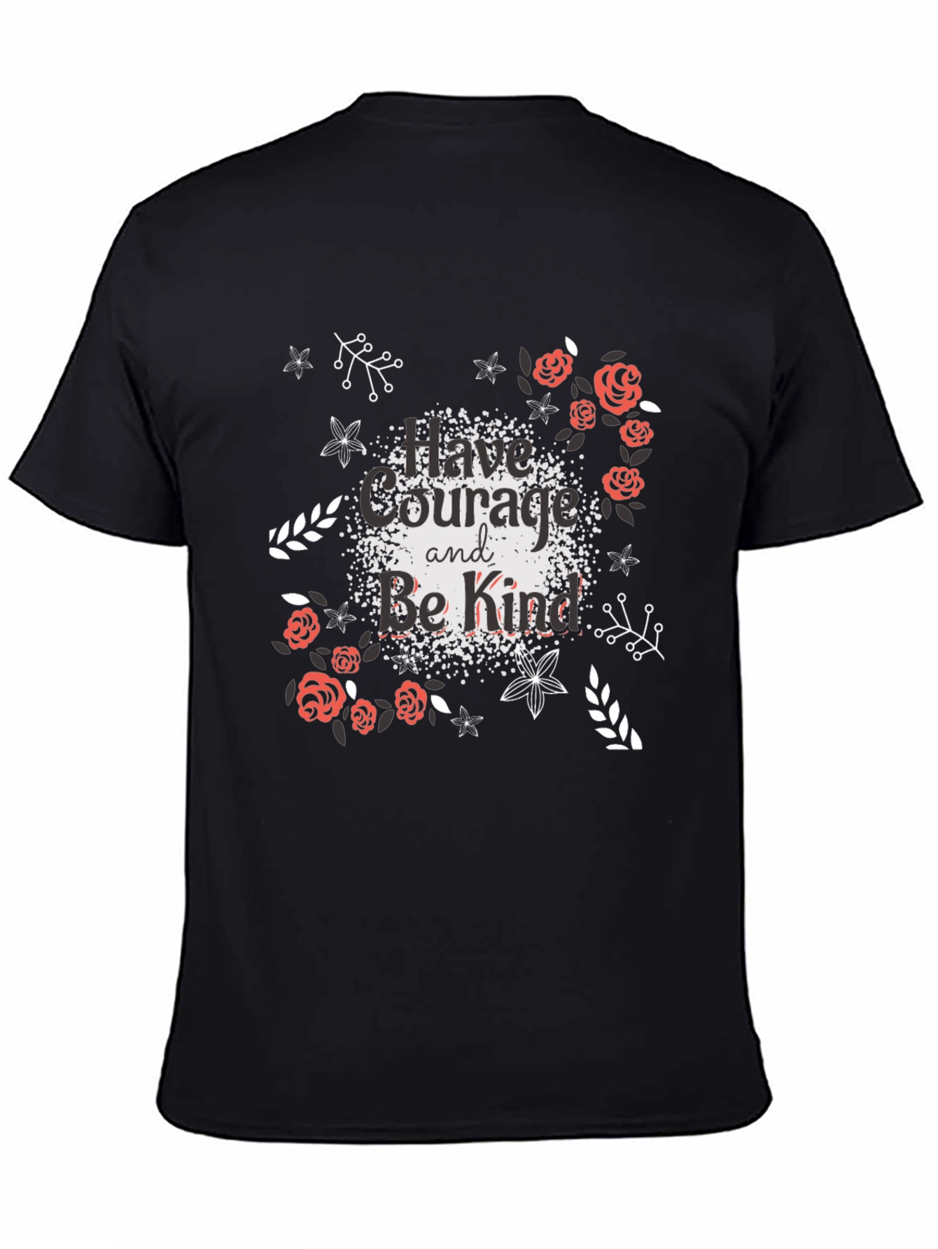 Courage & Kindness Black T-Shirt - Floral Design
