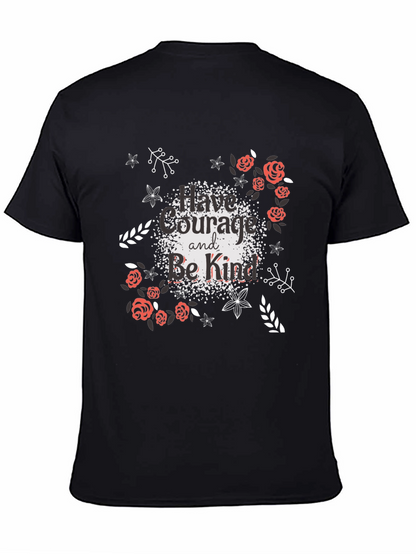 Courage & Kindness Black T-Shirt - Floral Design