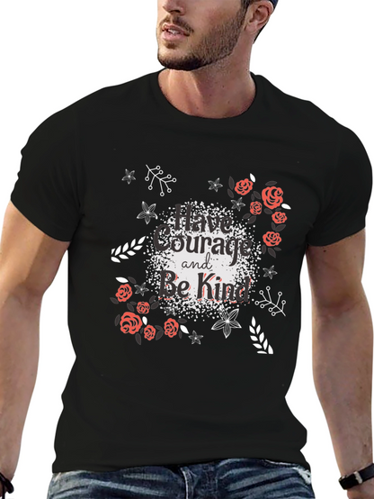 Courage & Kindness Black T-Shirt - Floral Design