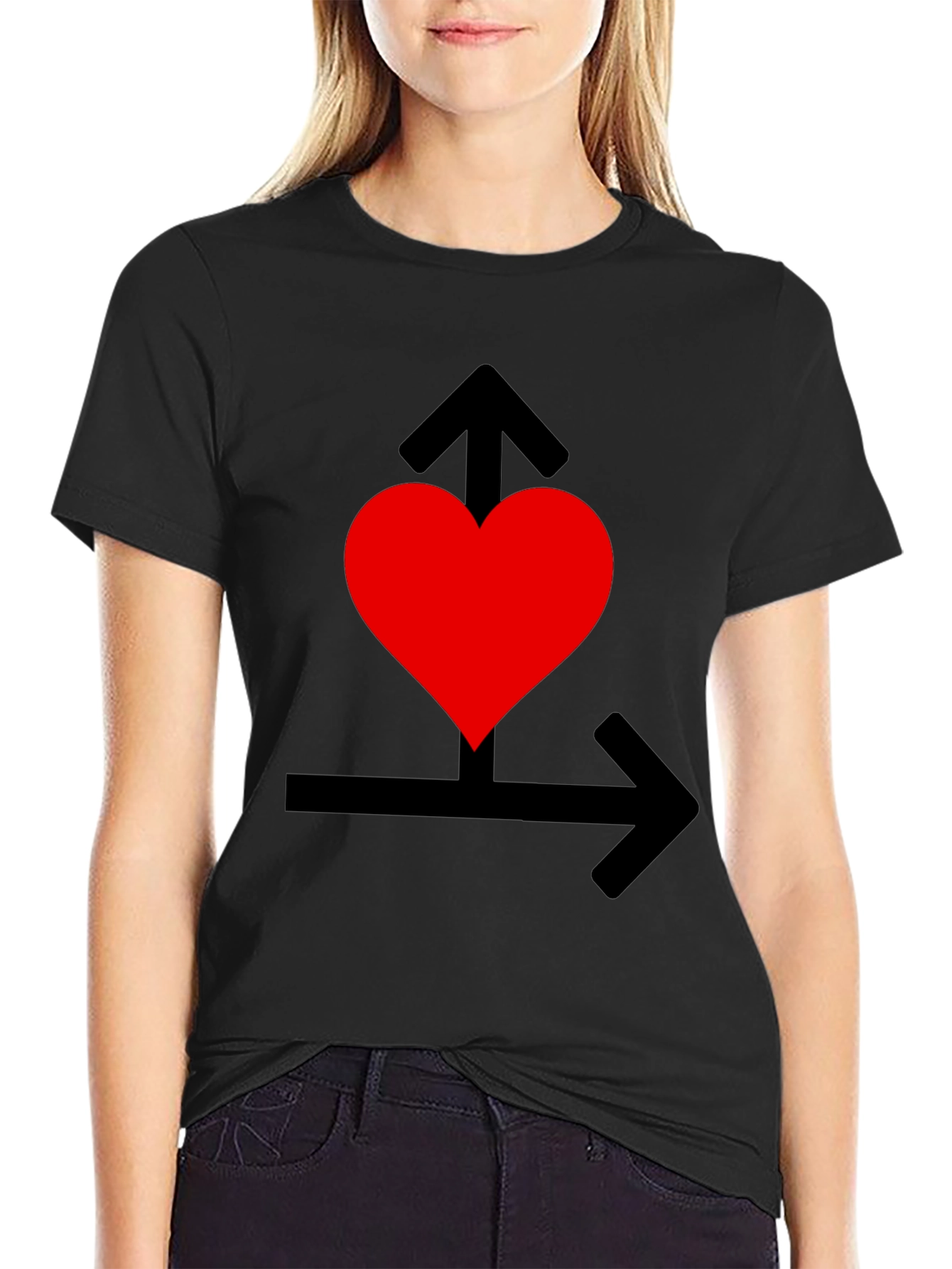 Heart Arrows Black Graphic Tee