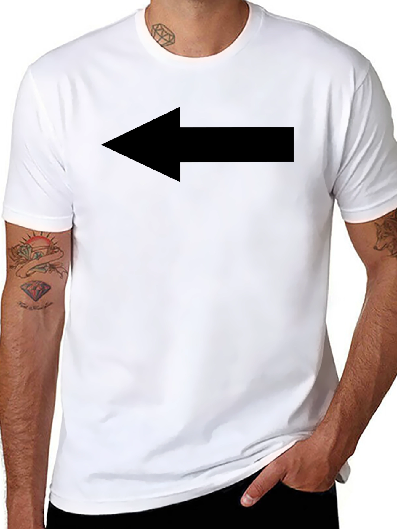 Left Arrow Graphic Tee - Casual Black T-Shirt