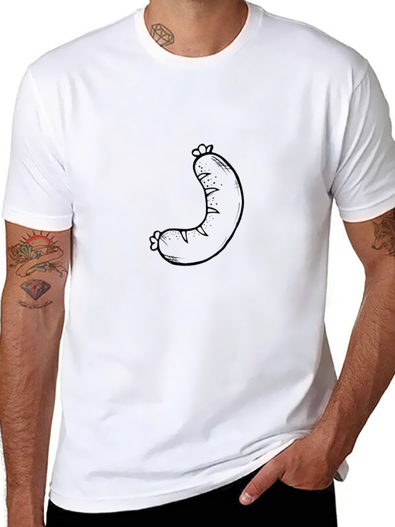 Sausage Graphic Black T-Shirt - Mens Casual Tee