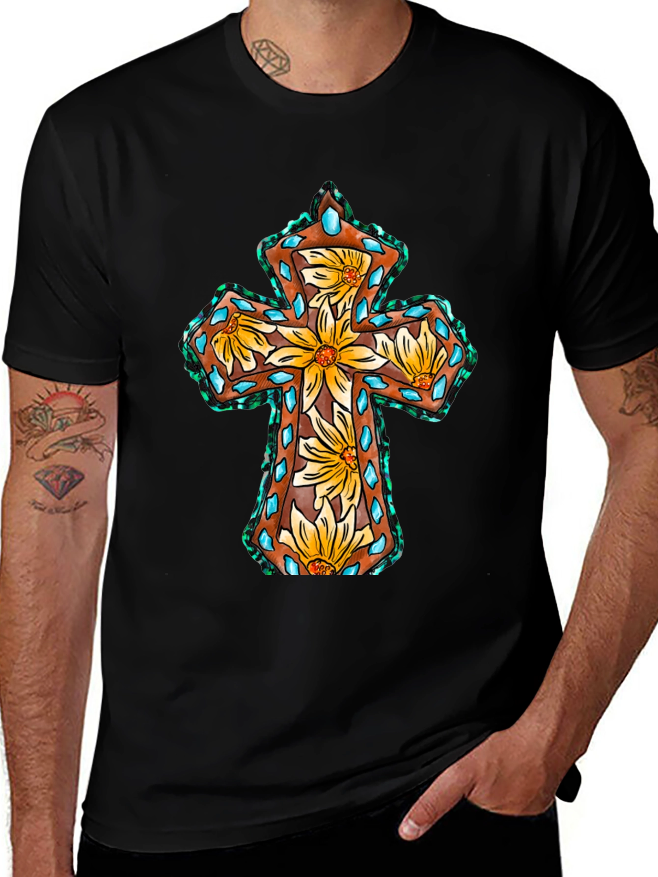 Floral Cross Graphic Tee