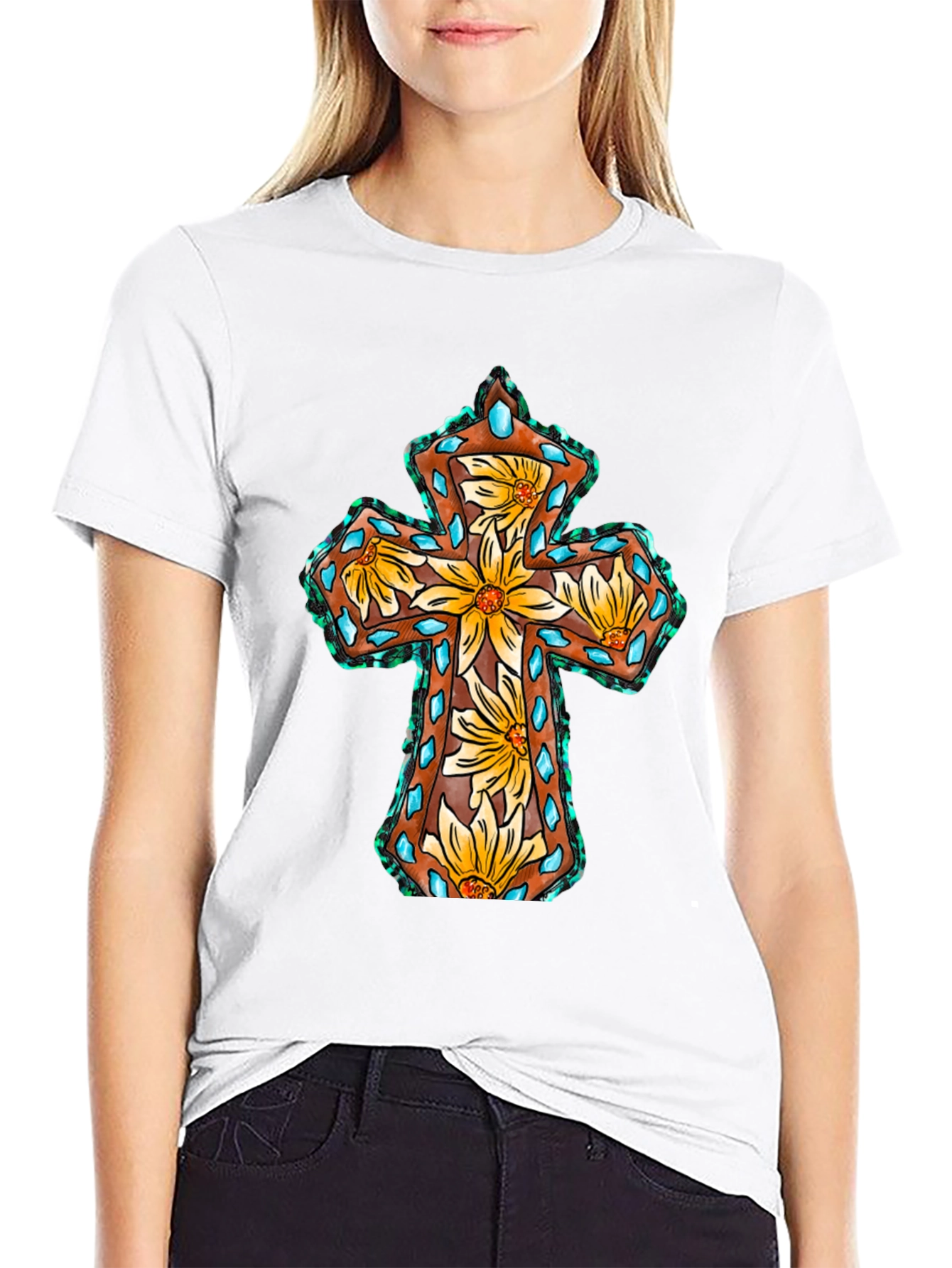 Floral Cross Graphic Tee