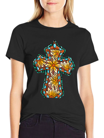 Floral Cross Graphic Tee