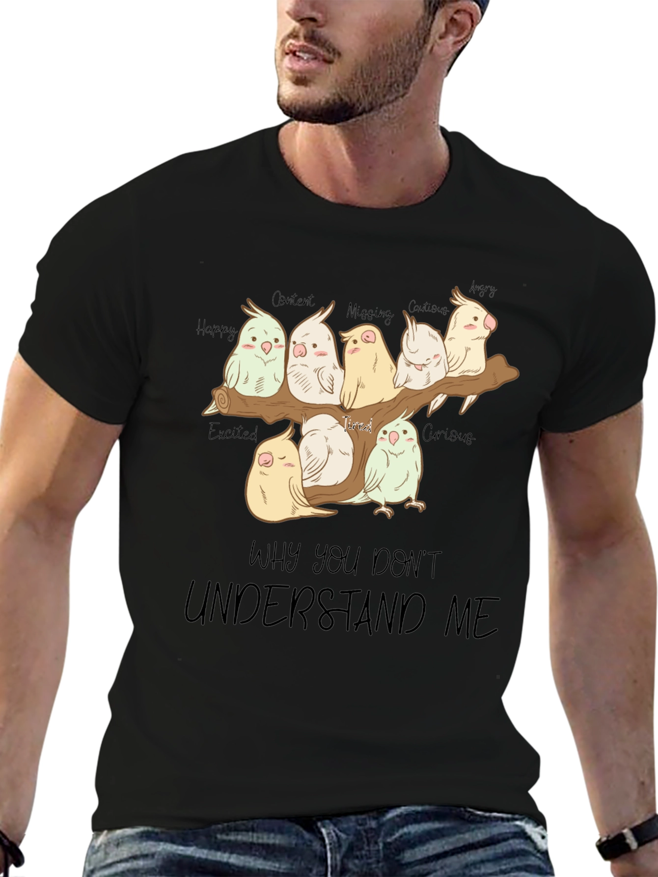 Emotion Parrot Graphic Tee - Black