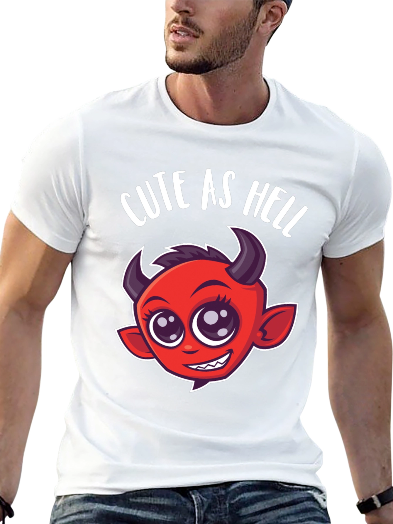 Cute as Hell T-Shirt - Devil Cartoon Graphic Tee