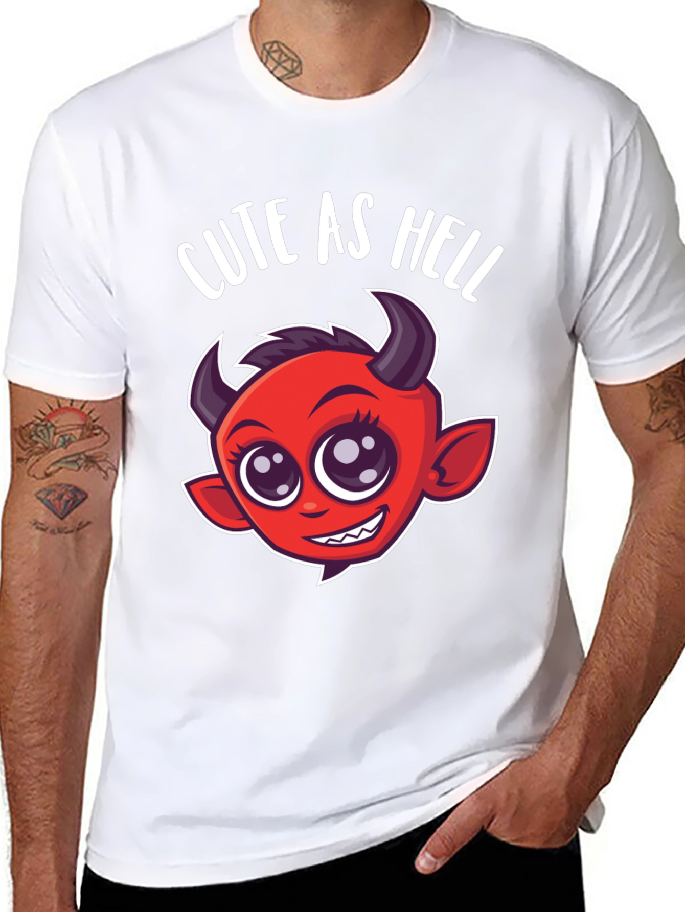 Cute as Hell T-Shirt - Devil Cartoon Graphic Tee