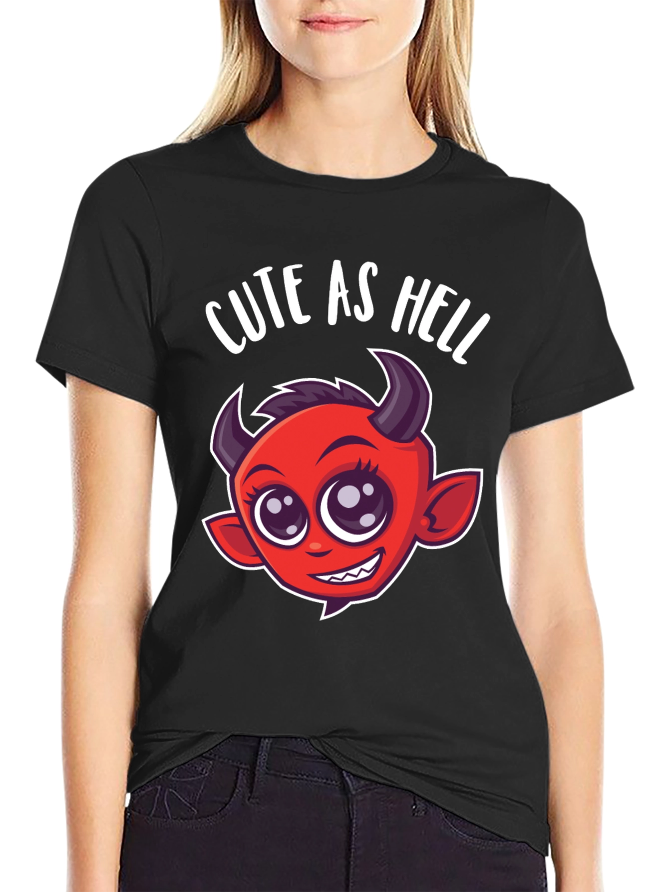 Cute as Hell T-Shirt - Devil Cartoon Graphic Tee