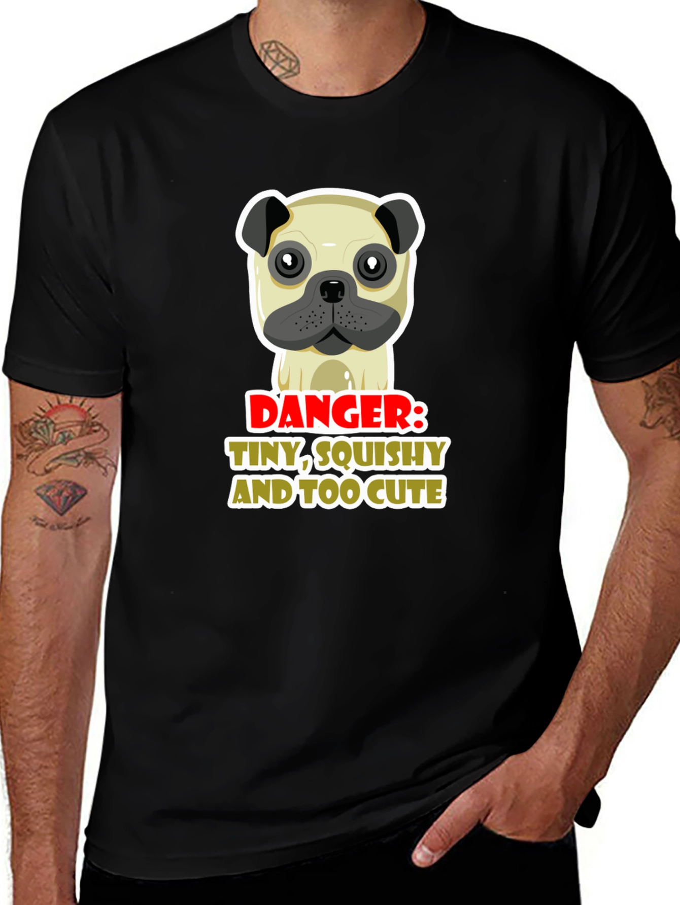 Danger: Tiny Squishy Too Cute Pug Graphic Tee