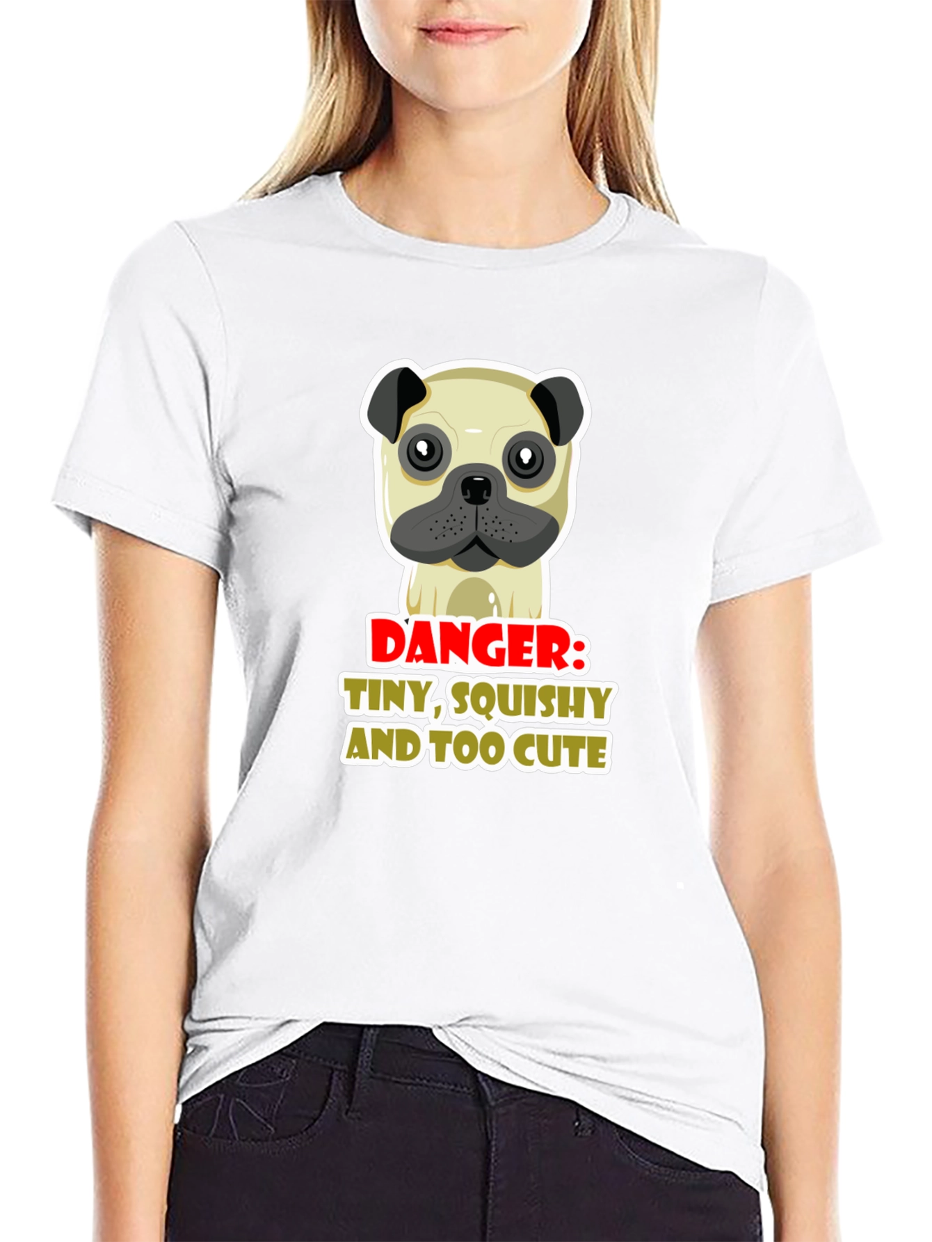 Danger: Tiny Squishy Too Cute Pug Graphic Tee