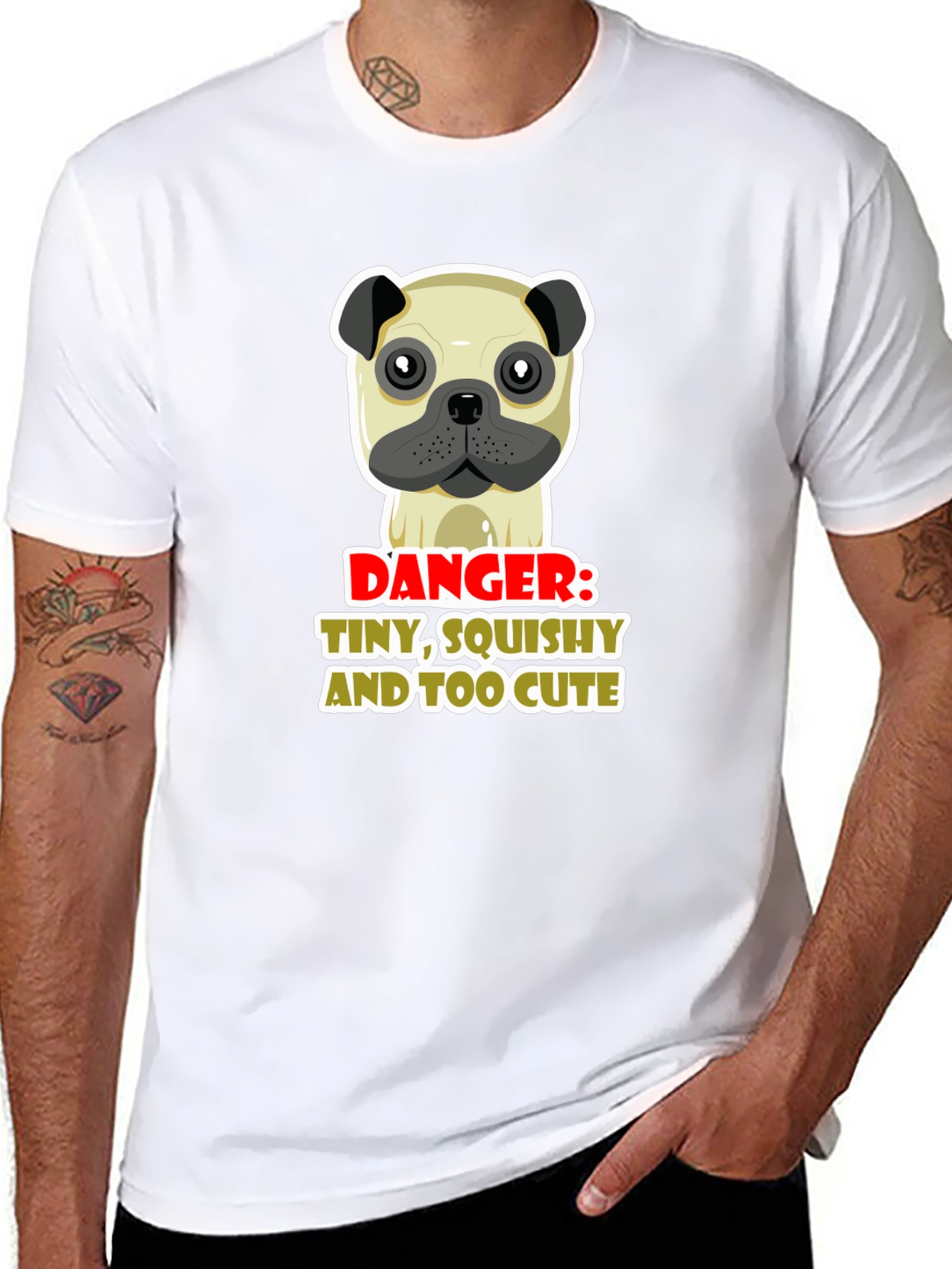 Danger: Tiny Squishy Too Cute Pug Graphic Tee