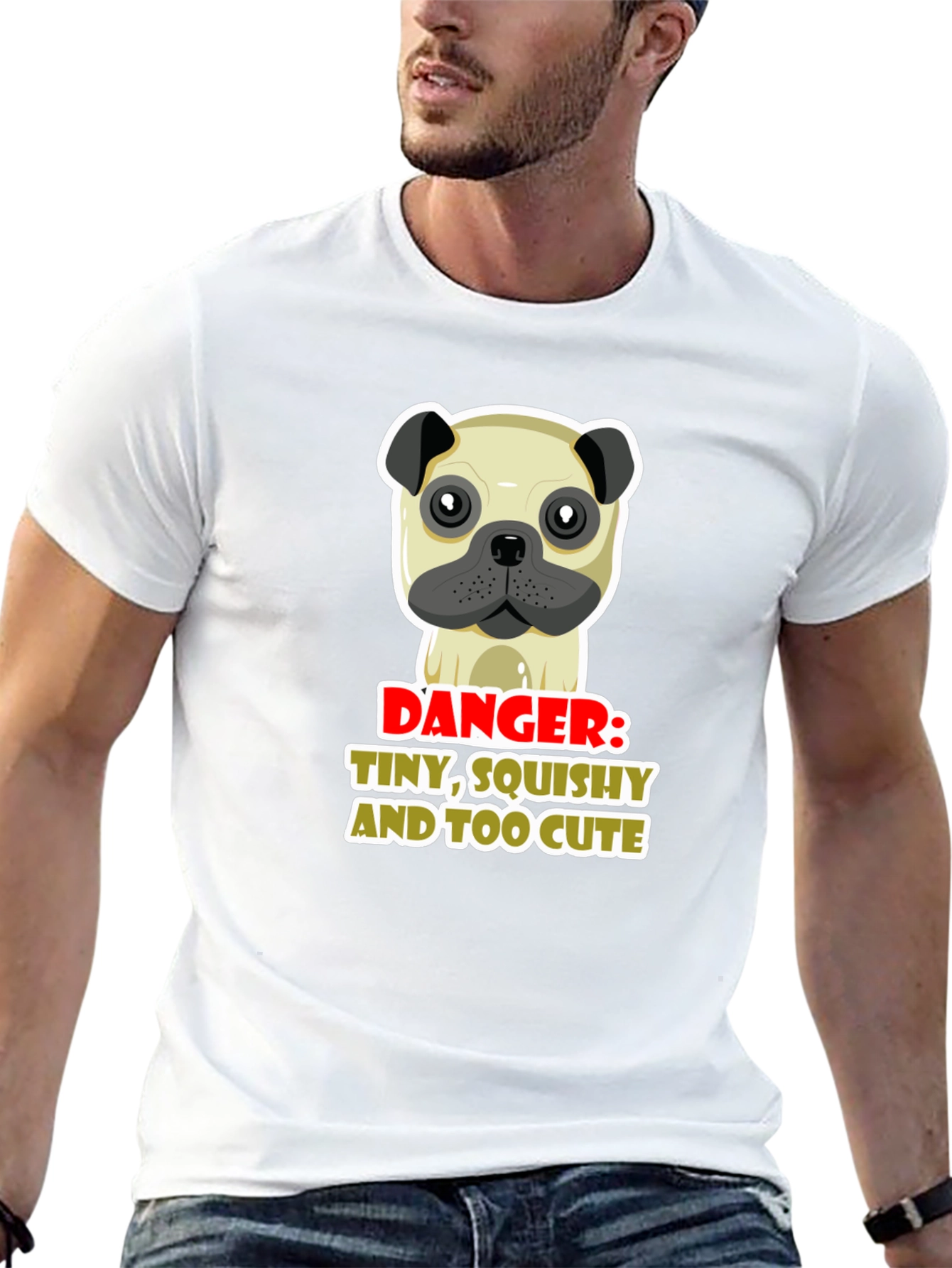 Danger: Tiny Squishy Too Cute Pug Graphic Tee
