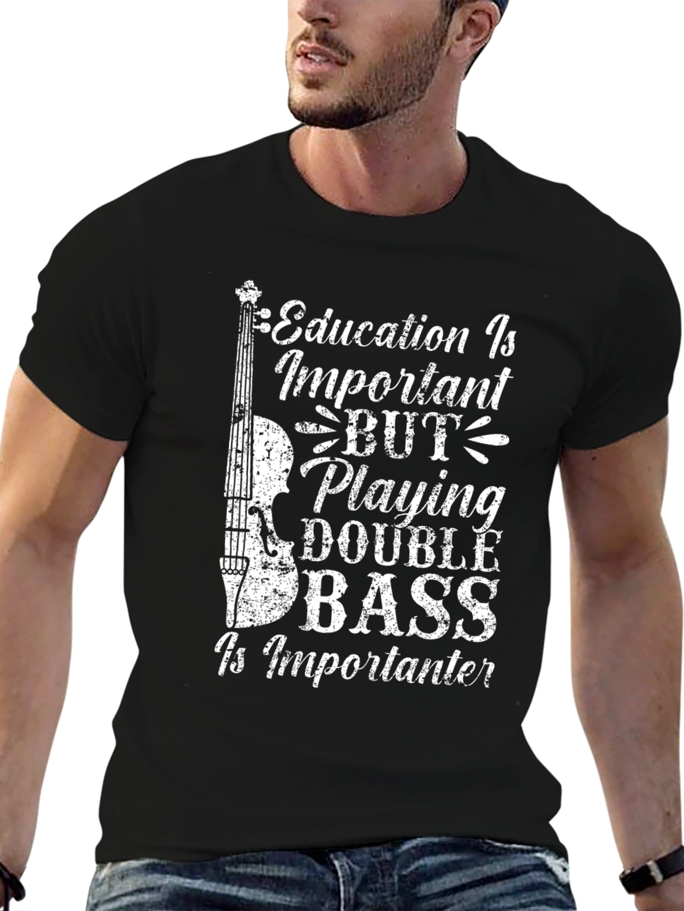 Education vs. Double Bass Graphic T-Shirt