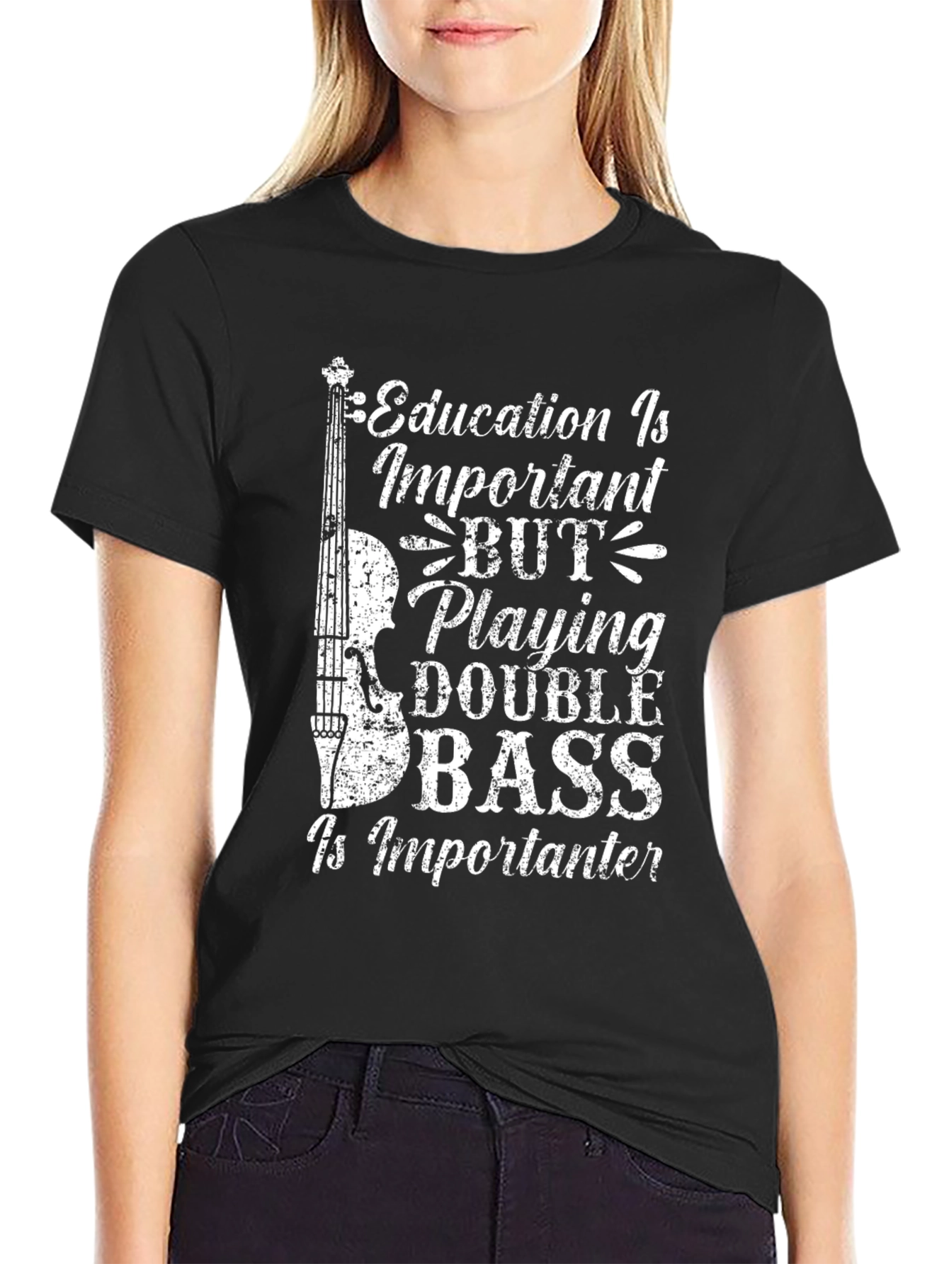 Education vs. Double Bass Graphic T-Shirt