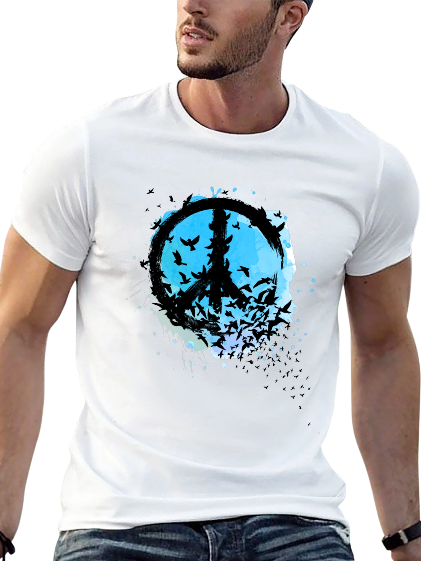 Peace Sign Bird Silhouette Graphic Tee