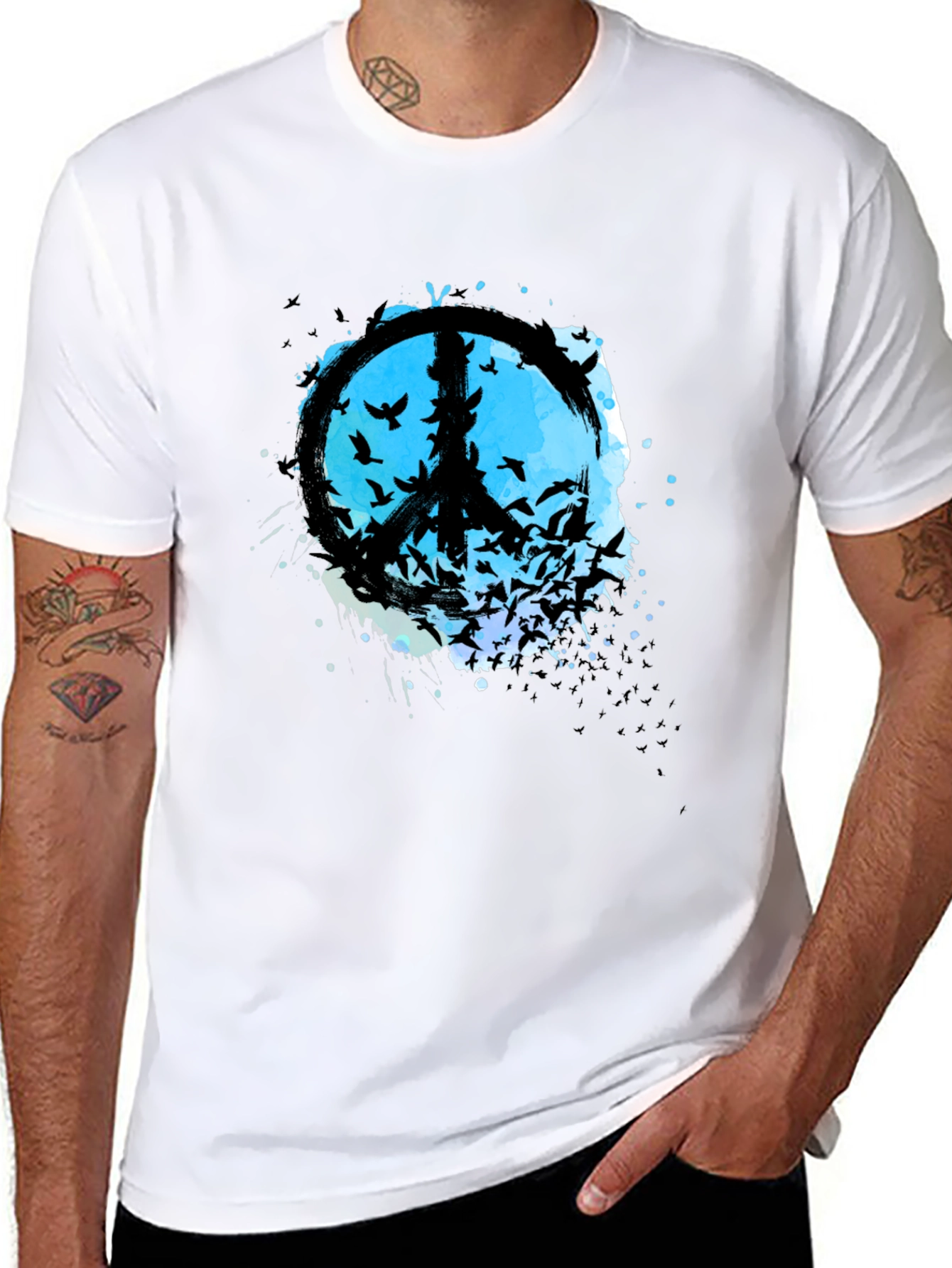 Peace Sign Bird Silhouette Graphic Tee