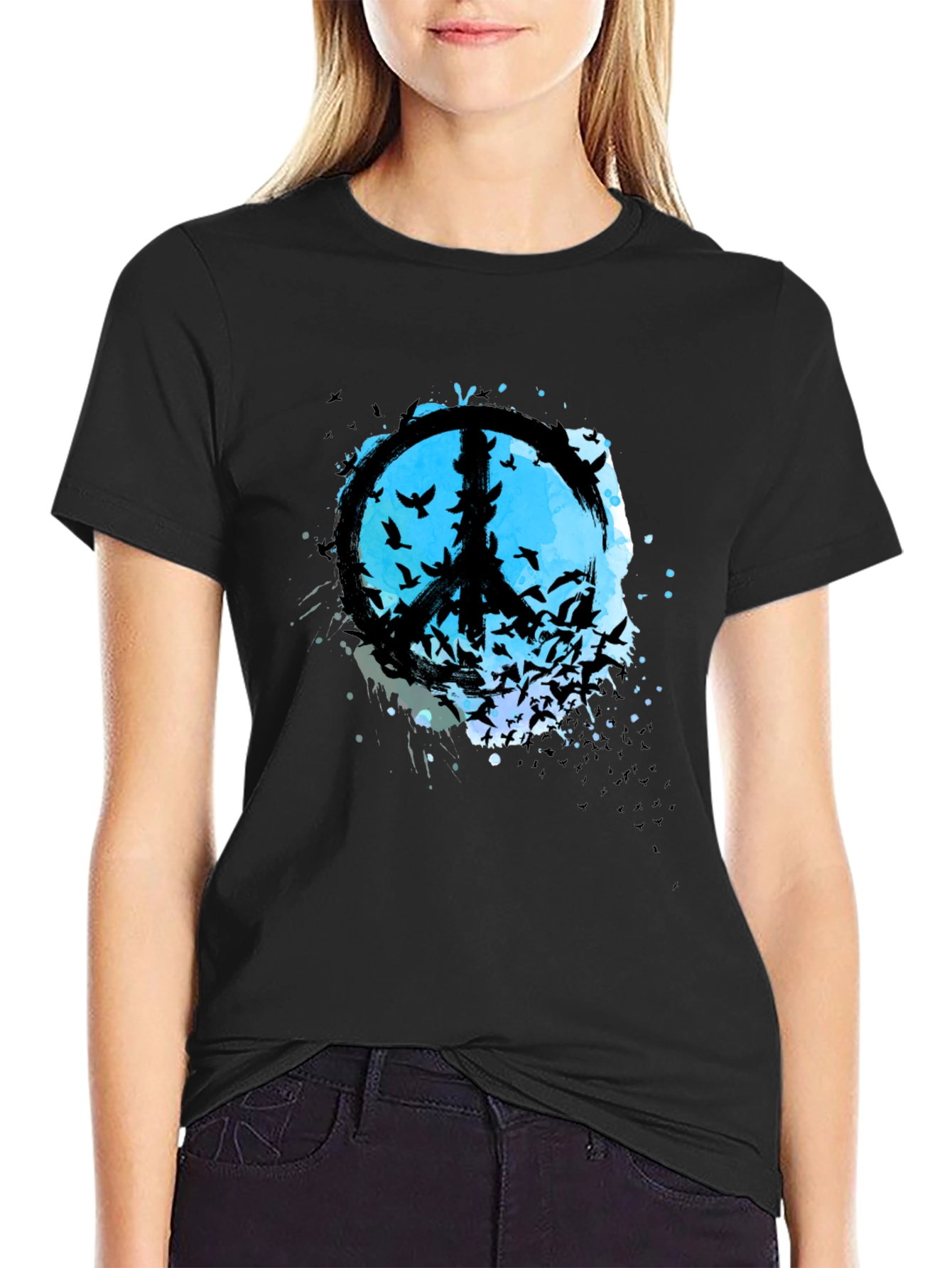 Peace Sign Bird Silhouette Graphic Tee