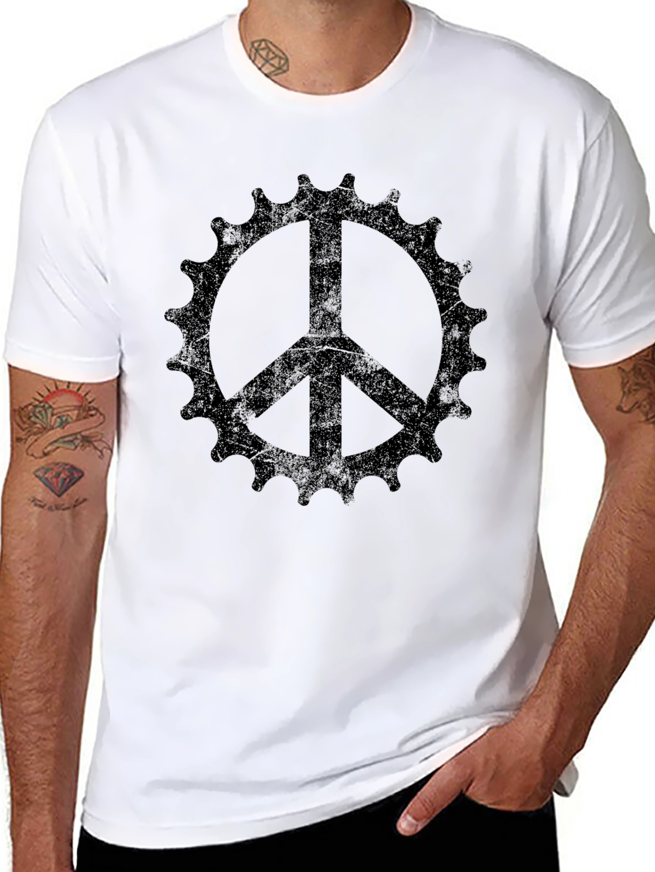 Peace Sign Bicycle Sprocket Graphic Tee