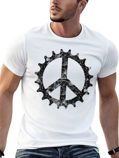 Peace Sign Bicycle Sprocket Graphic Tee