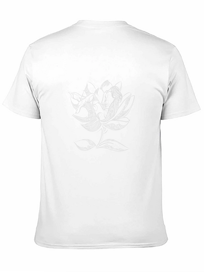 Black T-Shirt with Tribal Lotus Flower Design