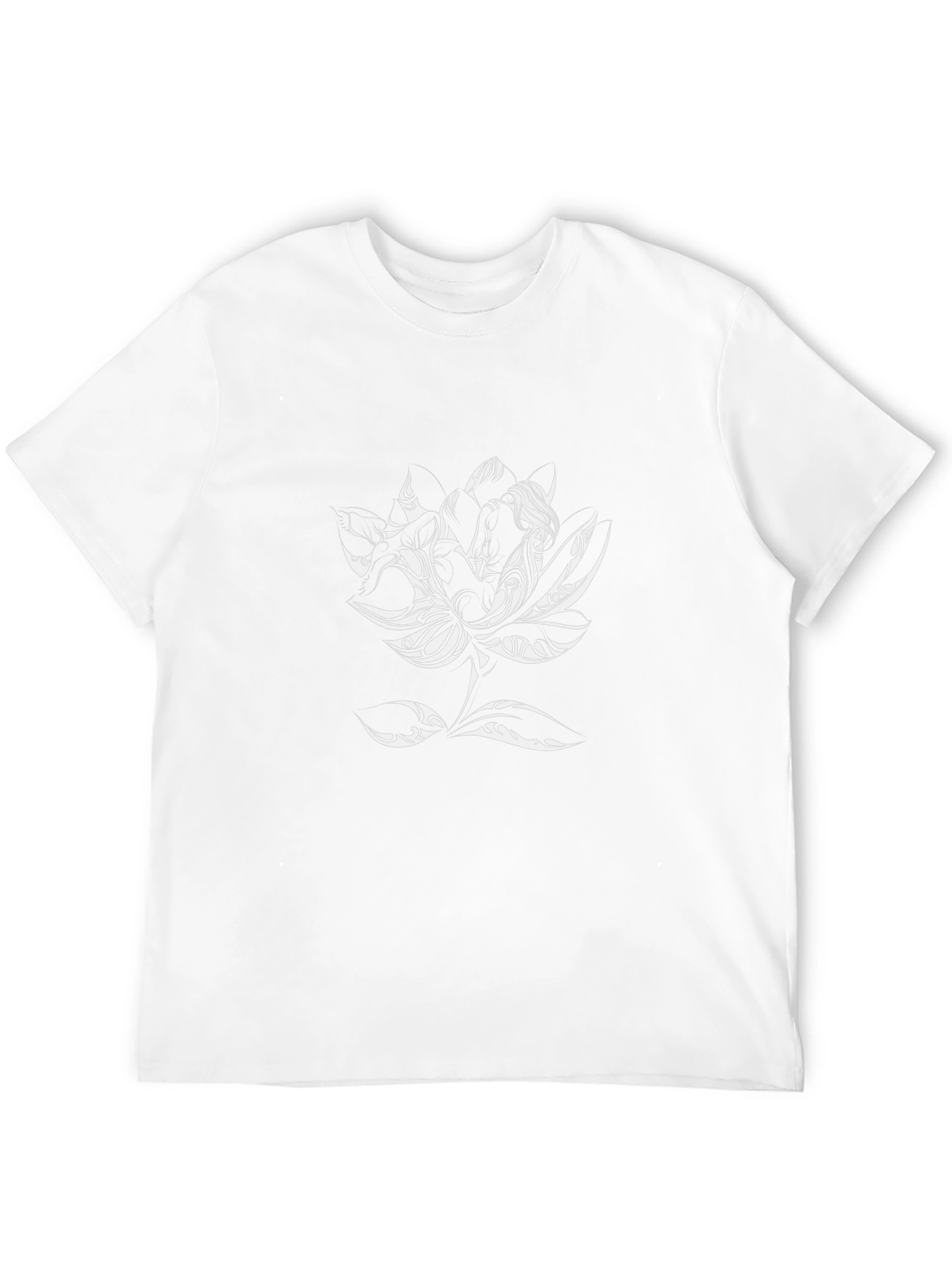 Black T-Shirt with Tribal Lotus Flower Design