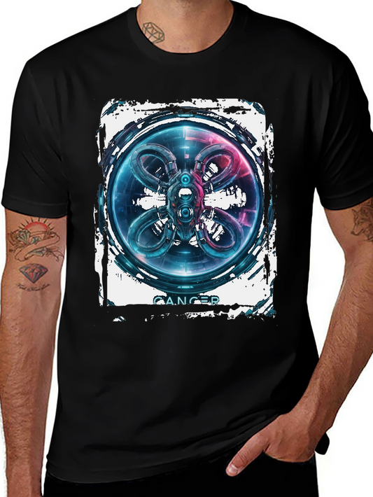 CANCER Abstract Graphic Black T-Shirt