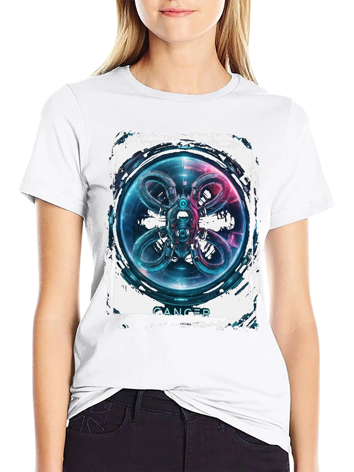 CANCER Abstract Graphic Black T-Shirt