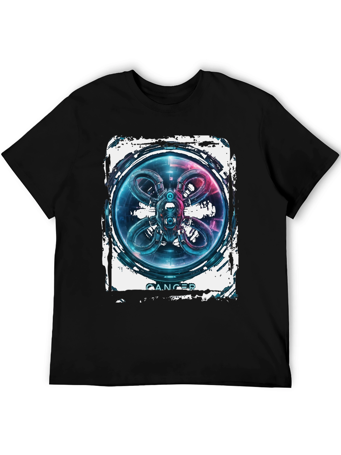 CANCER Abstract Graphic Black T-Shirt